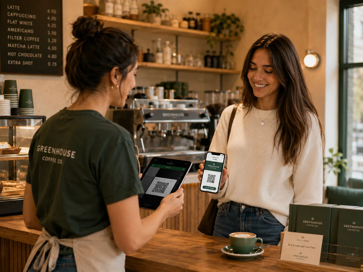 Cliente mostrando QR para sumar puntos en caja